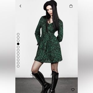 Disturbia Green & Black Serpent Long Sleeve Mini Dress